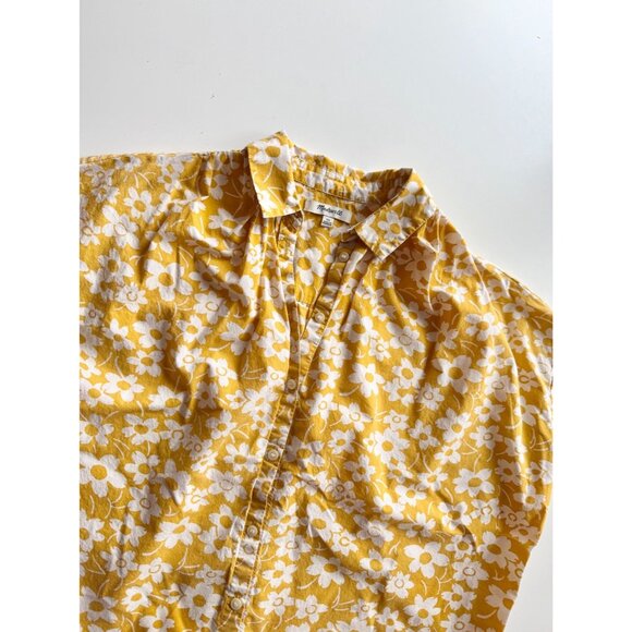 MADEWELL Central Retro Floral Yellow Cotton Voile Oversized Shirt, Size XS - Picture 7 of 13